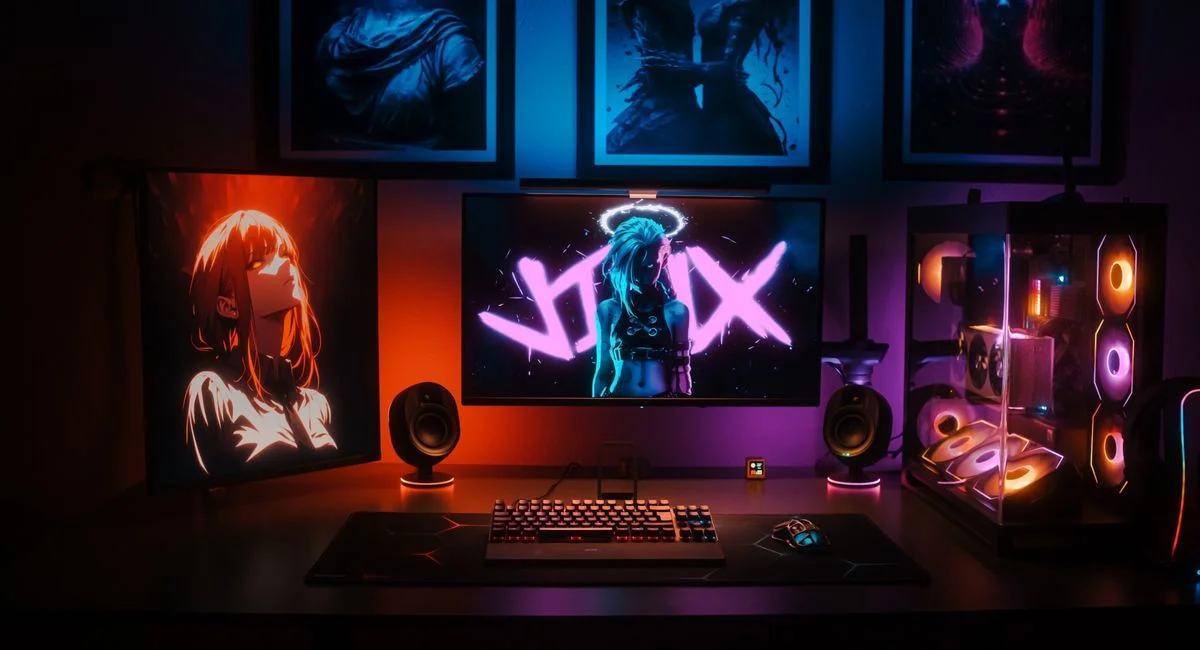 Illustration, Idées d'aménagement design setup gaming complet